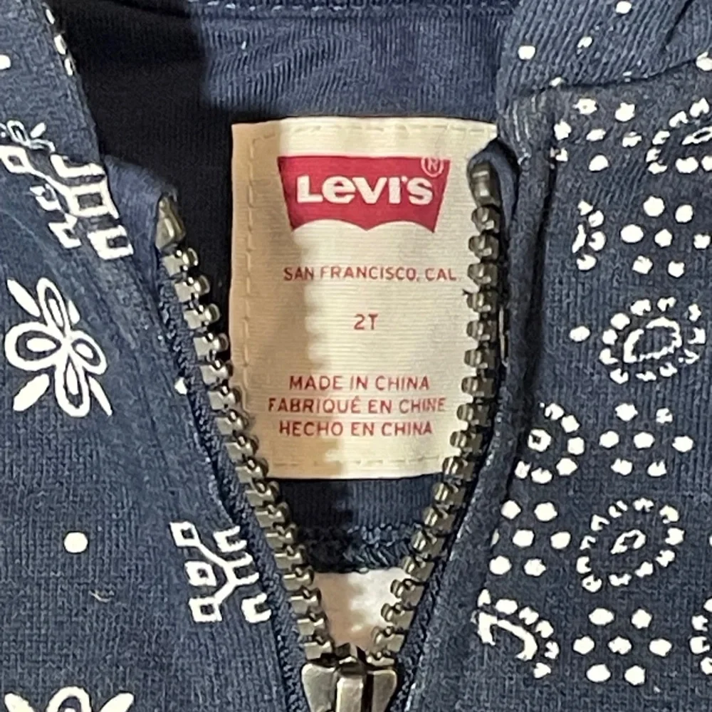 Levi’s Kids Blue Patterned Full Zip Hoodie Sweater Size 2t
